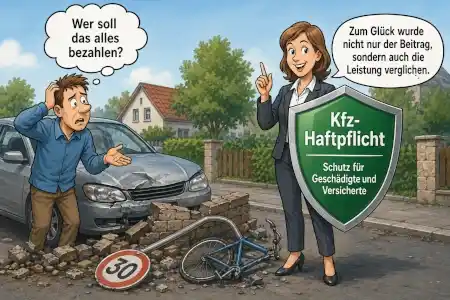 Kfz-Haftpflichtversicherung nach einem Verkehrsunfall – gesetzlicher Versicherungsschutz für Personen-, Sach- und Vermögensschäden