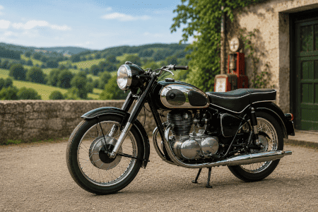 Historisches Motorrad mit H-Kennzeichen als Motiv für eine Oldtime